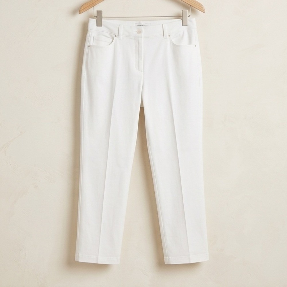 JM Collection 14 Womens White Tummy Control‎ Straight Leg Pants